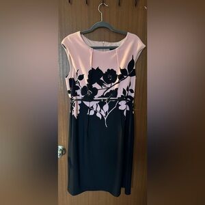 Elegant Pink and Black Floral Dress